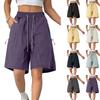 Women's Summer Work Pants Are Loose Comfortable Casual Fashionable With Multiple Pockets And Solid Color Shorts