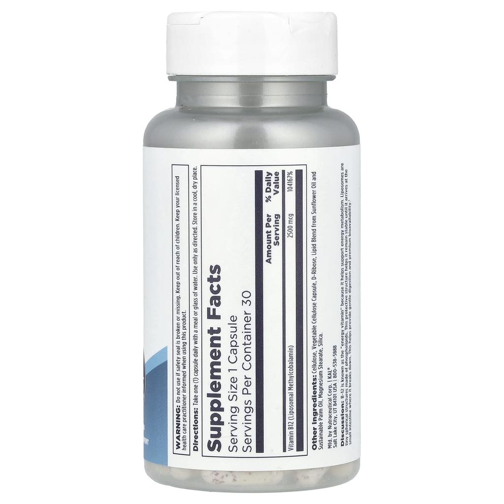 Liposomal B-12, High Potency, 2,500Mcg, 30 Veggie Caps
