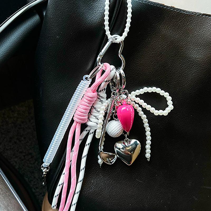 Yogodlns Персонализированный брелок для ключей в виде бейсбольного мяча ручной работы, креативный, простой, сделай сам, подвеска из веревки Y2k, кисточки, модные аксессуары, подарки