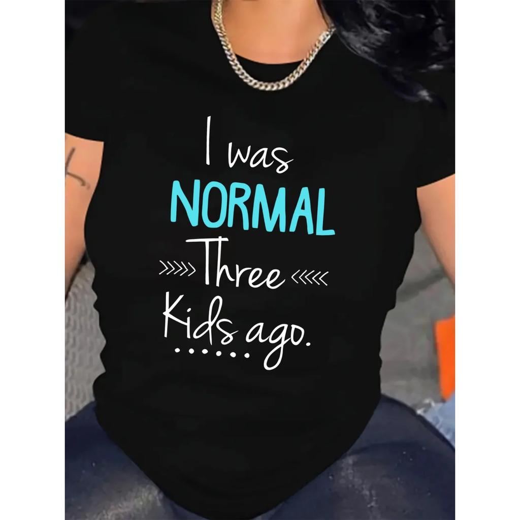 Plus - Size Black Round Neck T - Shirt with Humorous Parenting Quote Light - hearted and Relatable