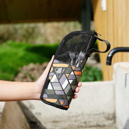 Сумка для хранения столовых приборов на открытом воздухе с сетчатым карманом, водонепроницаемая, портативная, для путешествий, кемпинга, пикника, палочек для еды, вилок, ложек, органайзеров, для сушки, переноски