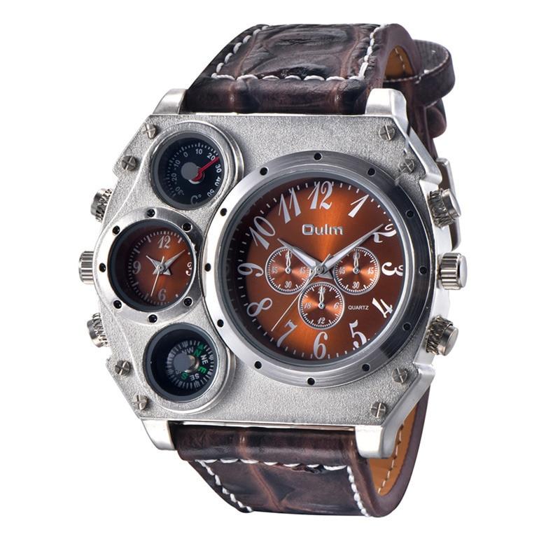Men's Luxury Sport Watch with Large Dial, Compass, and Quartz Movement