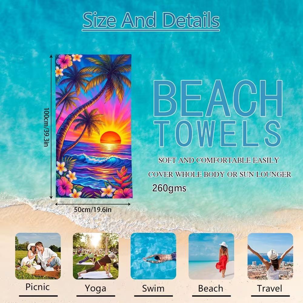 Beach Theme Beach Towel Starfish Shell Printing Microfiber Quick Drying Absorbent Large Bath Towel