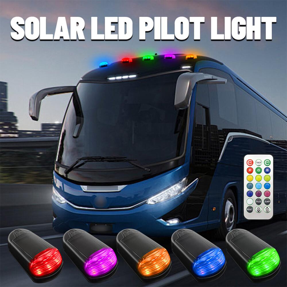 Solar Powered Cab Roof LED Lights 5pcs for Truck Trailer w/Remote