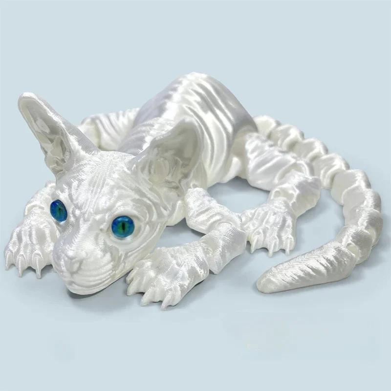 3D-печатный сфинкс Имитация животных Безволосая кошка Фигурка Очаровательная Сочлененная Игрушка-антистресс Домашние Декоративные украшения подарки