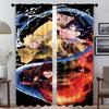 Demon Slayer Elegant Room Curtains for Living Room Halloween Decoration Home Interior Curtains 2 Pieces Tulle for Bedroom Shades