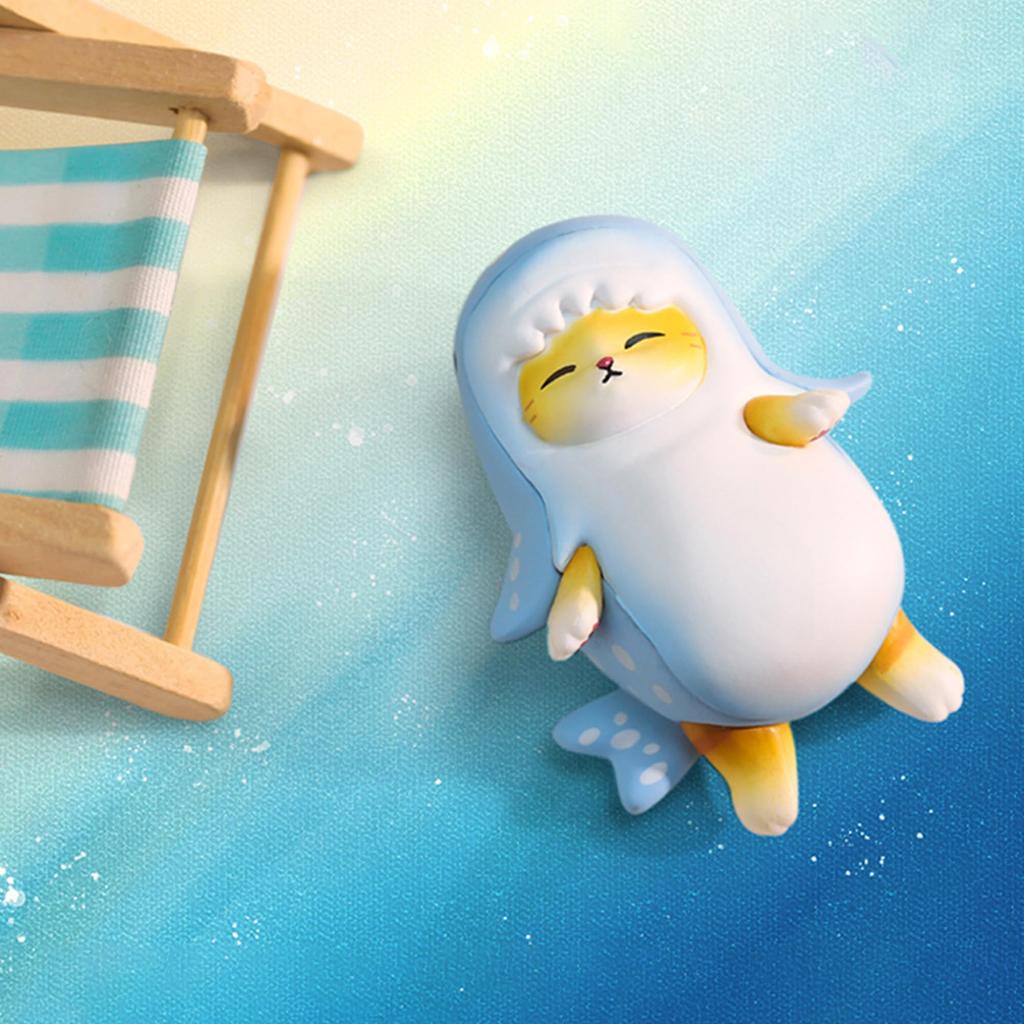 AAGWW Gachapon Toy Anime Figure Cat Toy Set Model Decoration Party Item Cute Decoration Cat COS Shark Cat II (Product Contents 5-Piece Set)