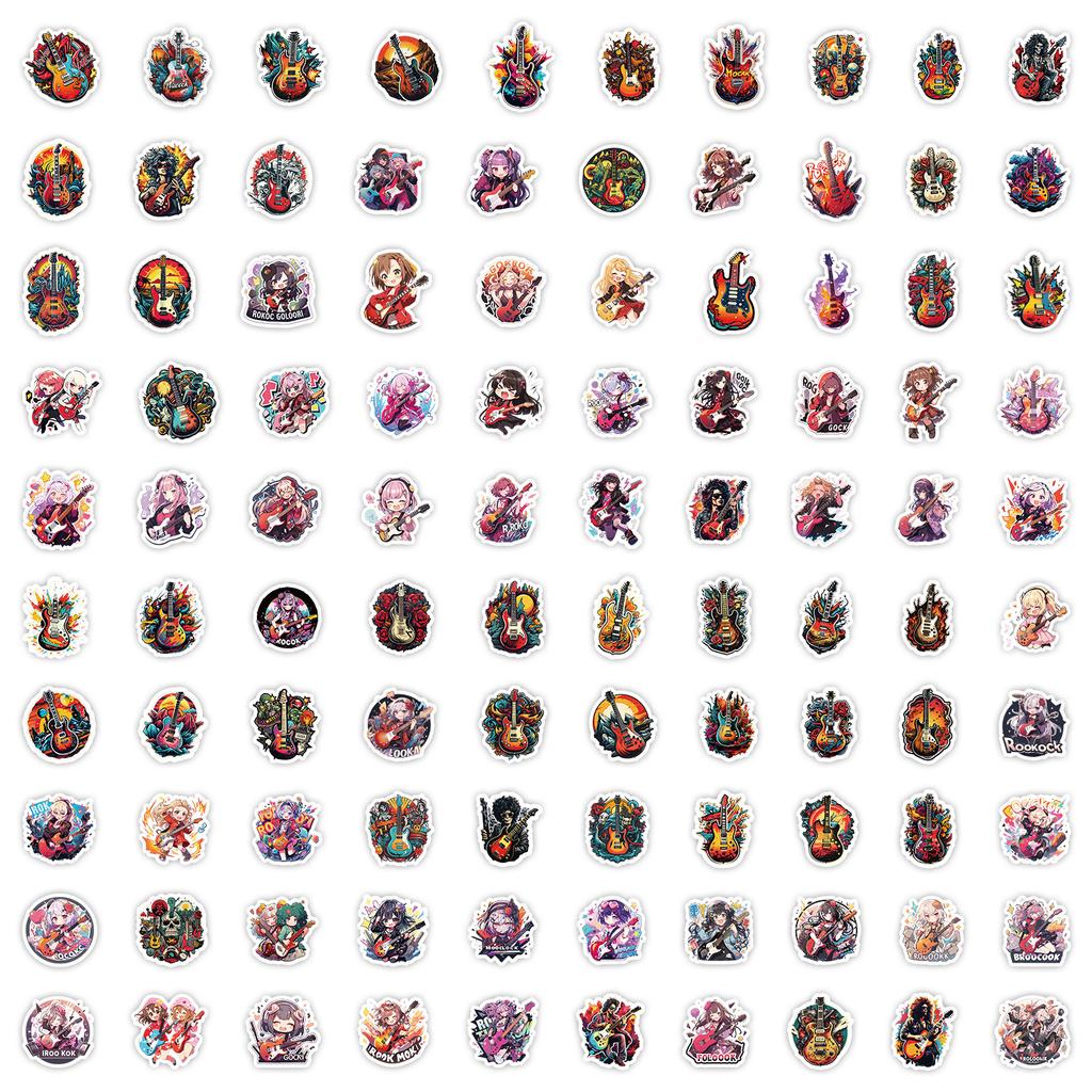 100 Rock Graffiti Stickers Pack Suitcase Skateboard Mobile Phone Decoration Stickers Waterproof Creative Children's Cartoon Stickers