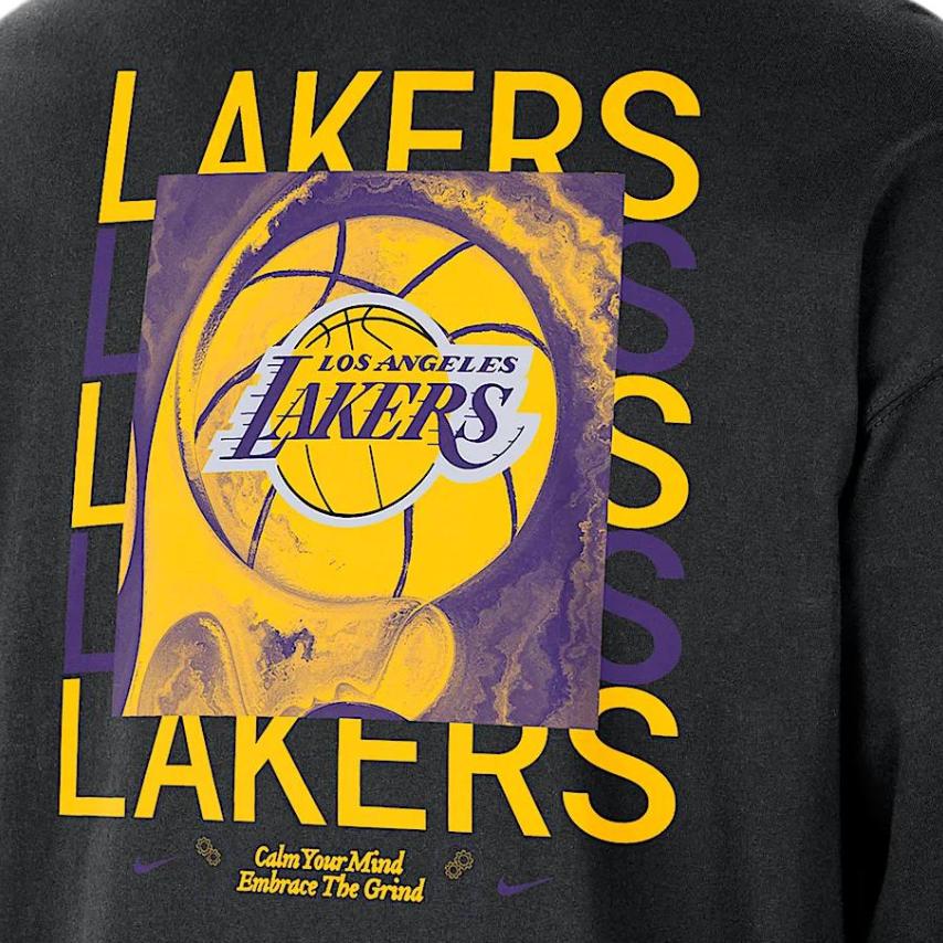 Nike X NBA Courtside Лос-Анджелес Лейкерс Пуловер Свободная Повседневная Футболка с Длинным Рукавом Мужская Футболка Черный HQ0674-010