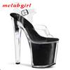 Women's Sandals Fashion Slim Heel Black Fairy Fashion High Heel Dance Shoes 20cm Heel 10cm Platform YKC