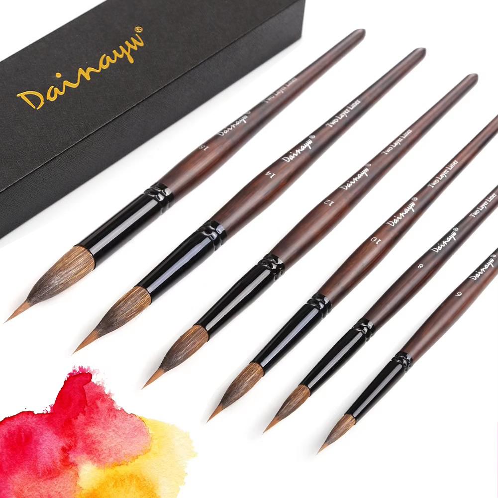 Кисти для акварели с удлиненным острым кончиком, кисть-моп, кисть-лайнер 2-в-1, кисть для рисования из смеси беличьего волоса и нейлона для детализации и живописи