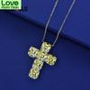 100% стерлингового серебра 925 пробы 7 * 7 мм желтый крест высокоуглеродистый бриллиант кулон ожерелье для женщин сверкающие вечерние ювелирные украшения