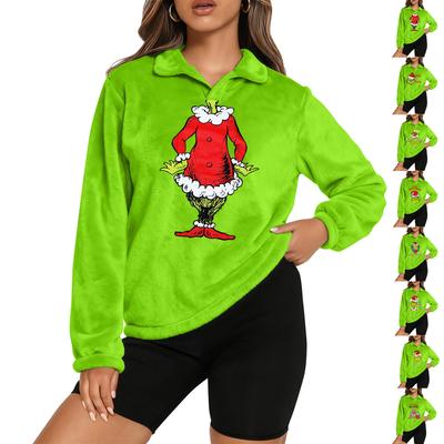 Женский пуловер с длинными рукавами и воротником-стойкой, спортивный топ с рождественским принтом