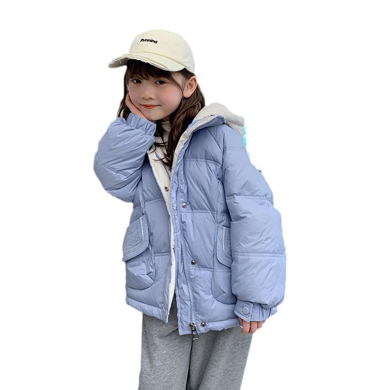 Пуховик для девочек с тремя защитными свойствами, стильное зимнее детское утепленное пальто из белого утиного пуха