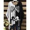 Women's T-Shirt Gothic Style Bohemian Skull Print Loose Irregular Hemline O-Neck Short Sleeved Shirt Oversized Summer Clothes