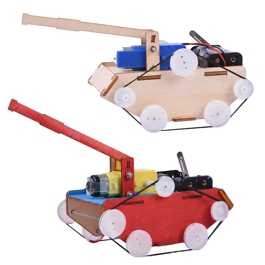 1 Set Kids' Vehicle Woodworking Toys Tank Model Brain-build Teaching Tools Manual Skills Circuit Building Aircraft Models