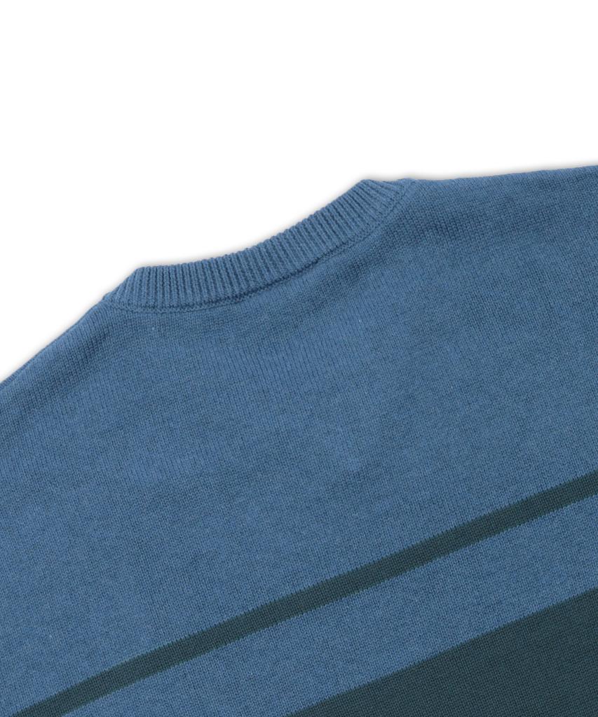 XTONZ Xtk175 Border V-Neck Pullover Knit (Blue)