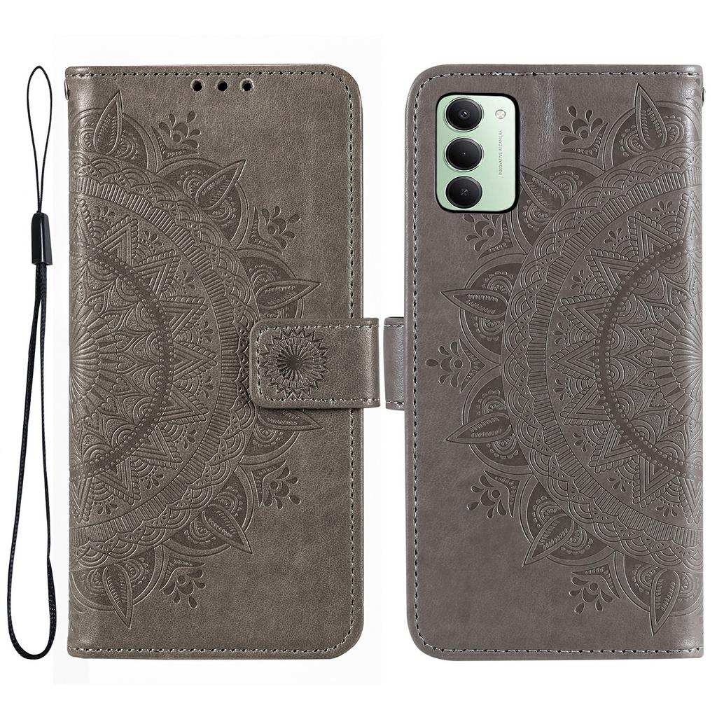 For Xiaomi Redmi 15 5G (EU) (171mm)/4G (EU) (171mm) Stand Case Imprinted Totem PU Leather Wallet Phone Cover with Wrist Strap