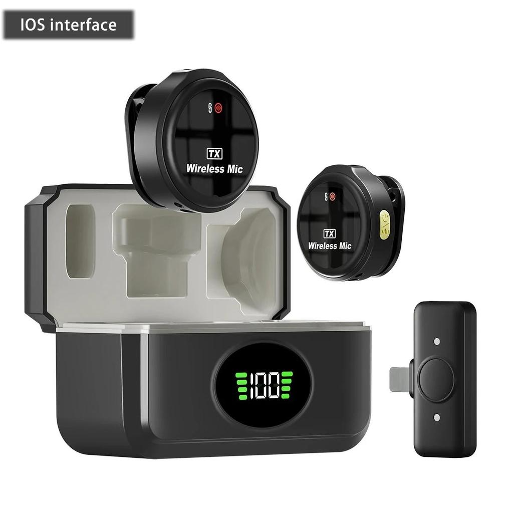 Беспроводной петличный микрофон для телефонов iOS и Android, микрофон с шумоподавлением, клипса на петличном микрофоне для записи видео и прямой трансляции