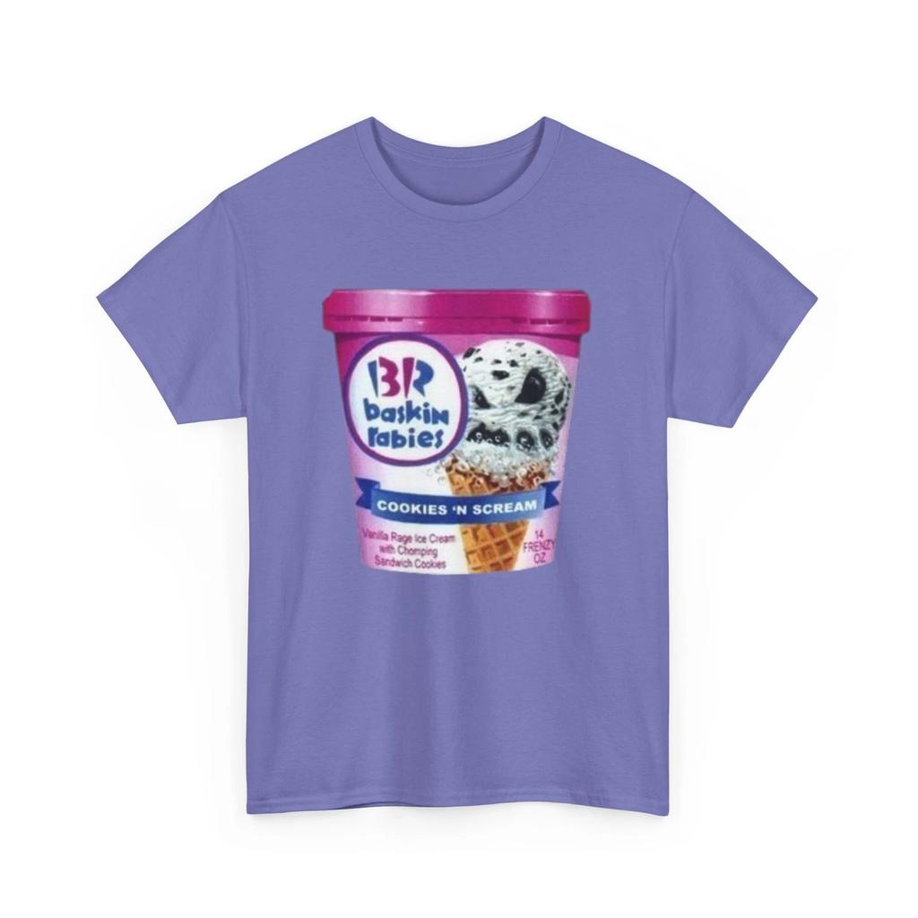 Футболка с принтом Wacky Packages Baskin-Rabies Ice Cream Пародия на Baskin-Robbins