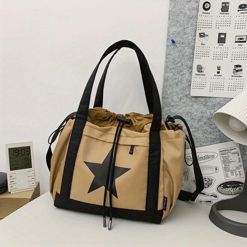 Large Capacity Women's Fashion Crossbody Bag Star Graphic DrawString Design Shoulder Tote Bag Casual Style Daily Commuter Bag