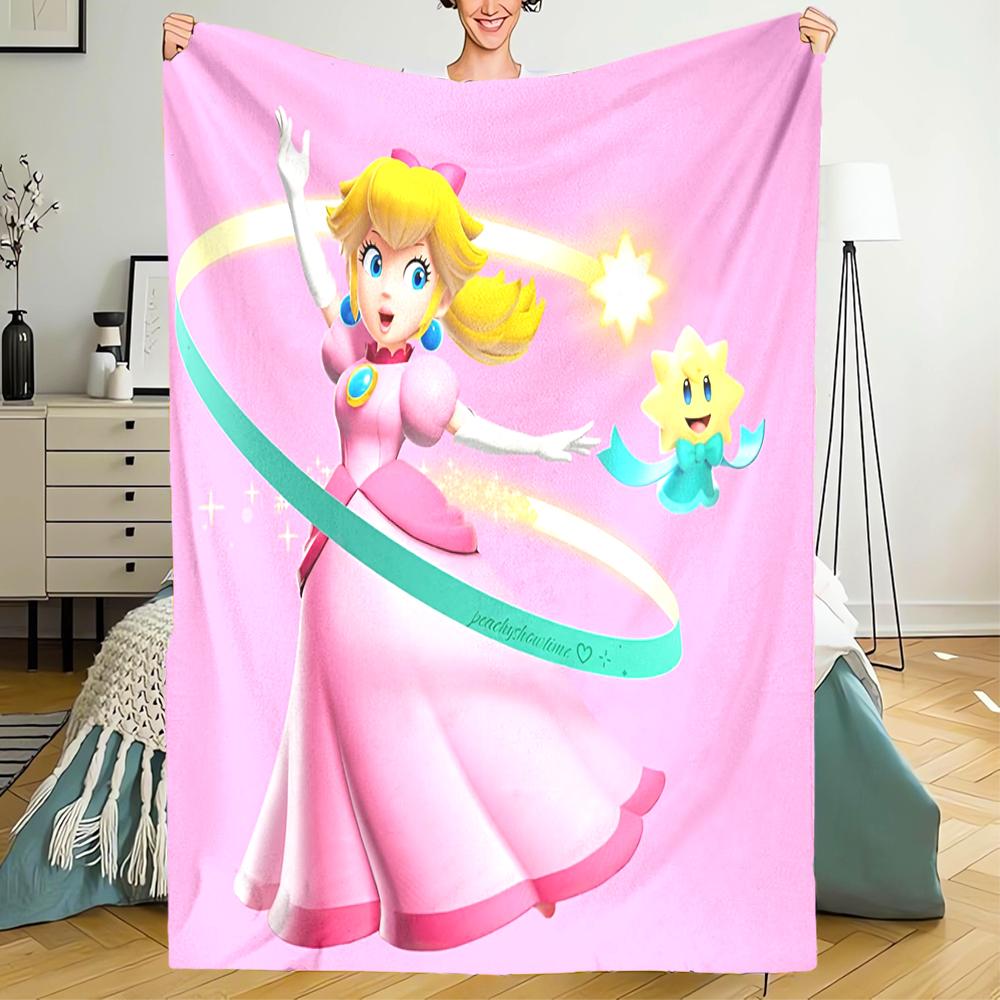 Princess Peach Theme Printed Blanket - Perfect for Couch, Bed, Travel & Outdoor Use | Machine Washable, Cozy & Durable.