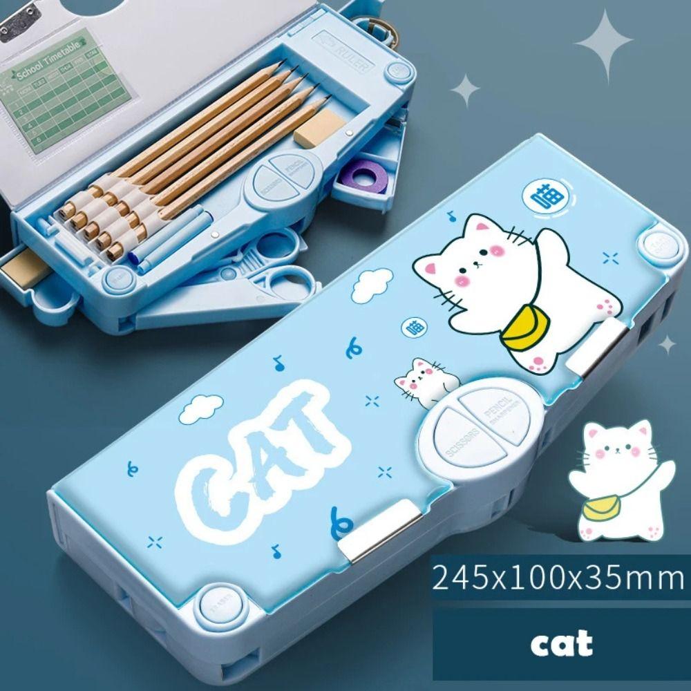 Multi-Functional Pencil Box Double Layer Automatic Stationery Storage Box Students Gift