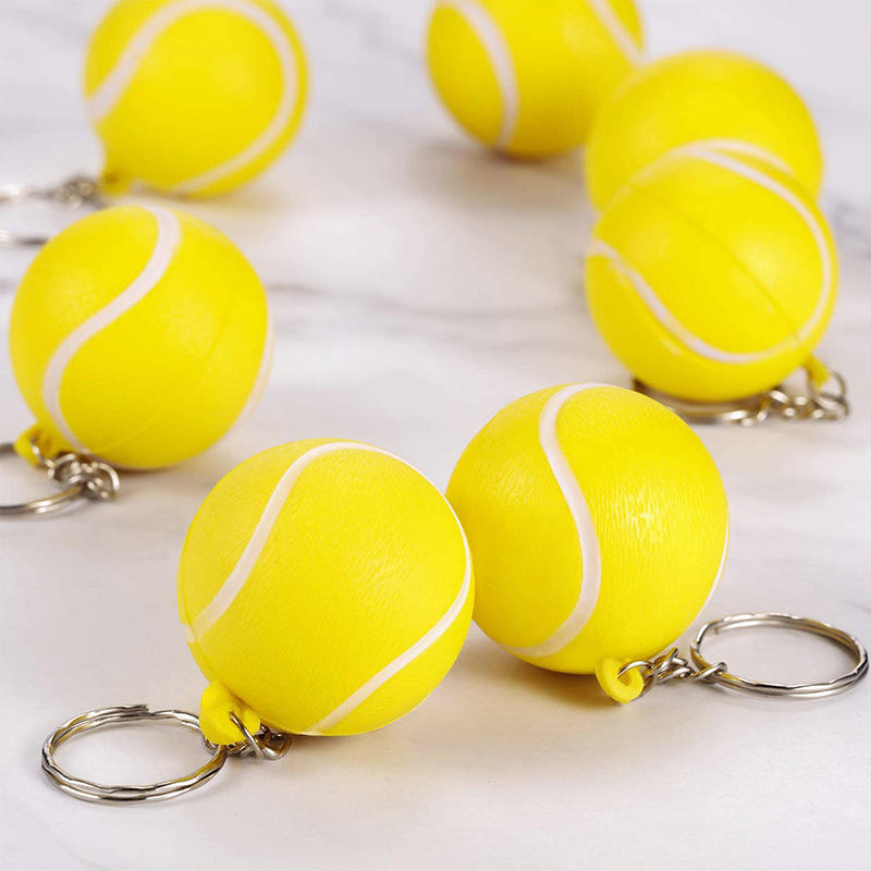 Creative Cartoon Sports PU Ball Keychain Simulated Mini Ball Keyring Pendant Boyfriend Gift Souvenir Novelty Toy Ornament Rugby Baseball Basketball