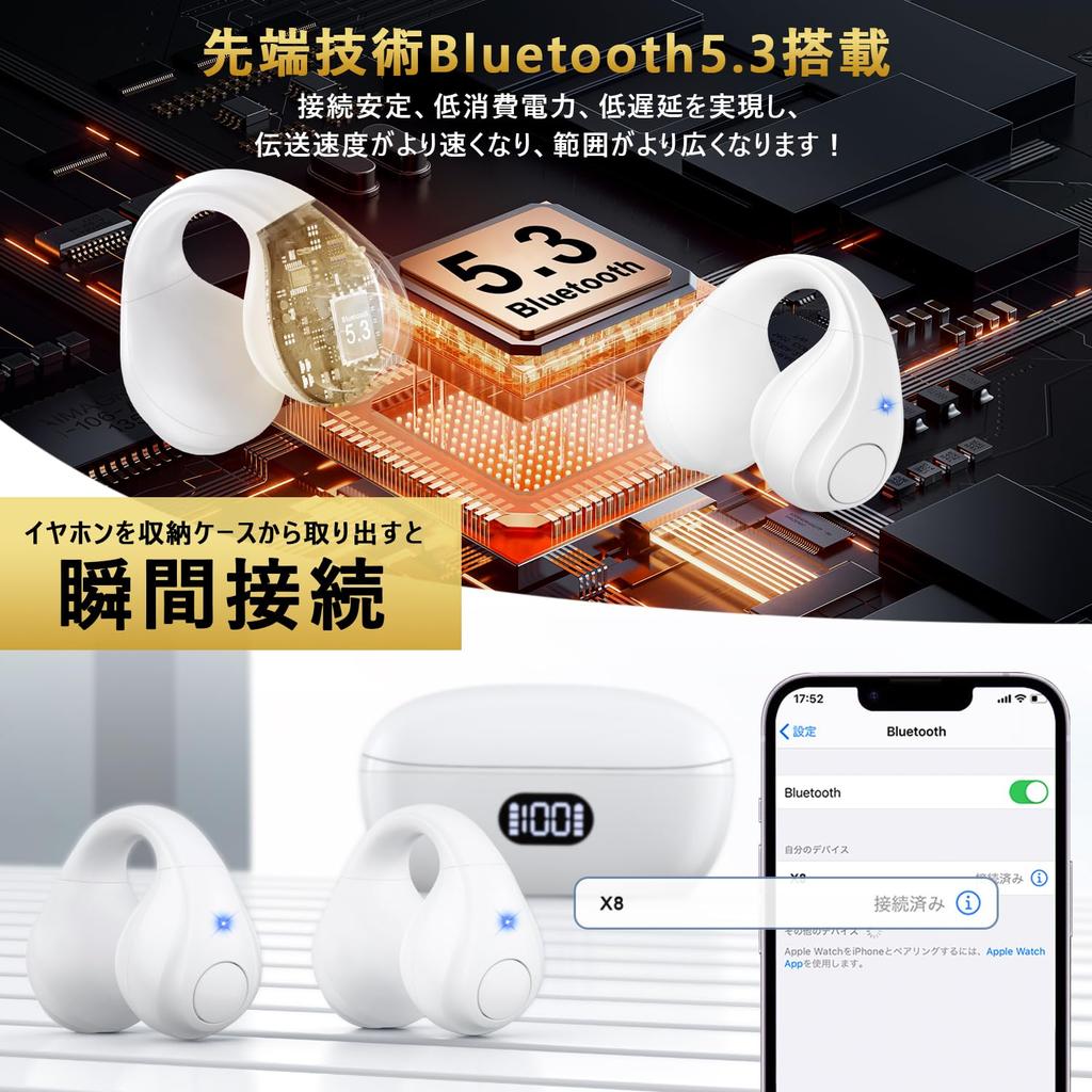 Wireless Earbuds with Bluetooth Cuffs ENC Noise Up To 48 Hours of Fast 15mm Siri Lightweight Independent Left and Right Automatic Wide Compatibility