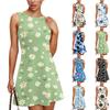 Женское модное повседневное платье без рукавов с круглым вырезом и принтом Платье без рукавов с круглым вырезом