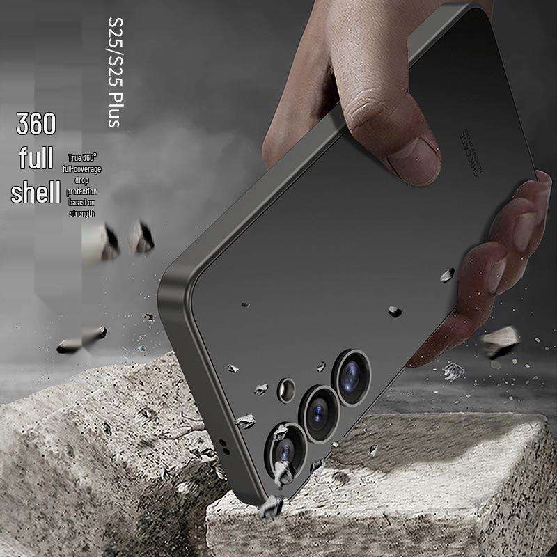 Samsung S25+ Модный однотонный защитный чехол для телефона с ощущением кожи