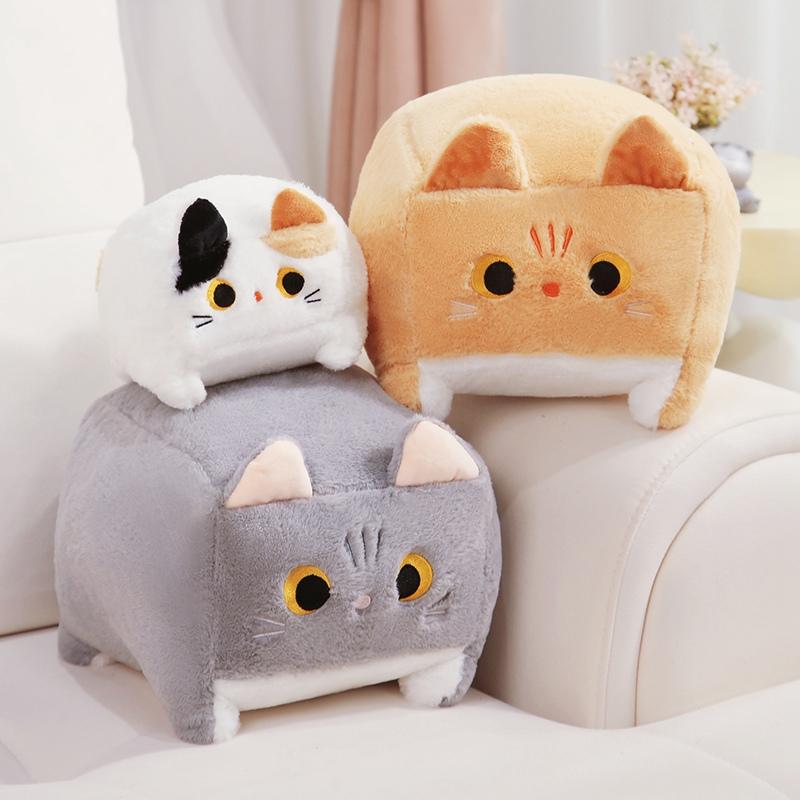 Милая стоячая плюшевая игрушка-кошка, пушистая подушка-кубик, подушка для дивана, мягкая кукла, подарок на день рождения для детей
