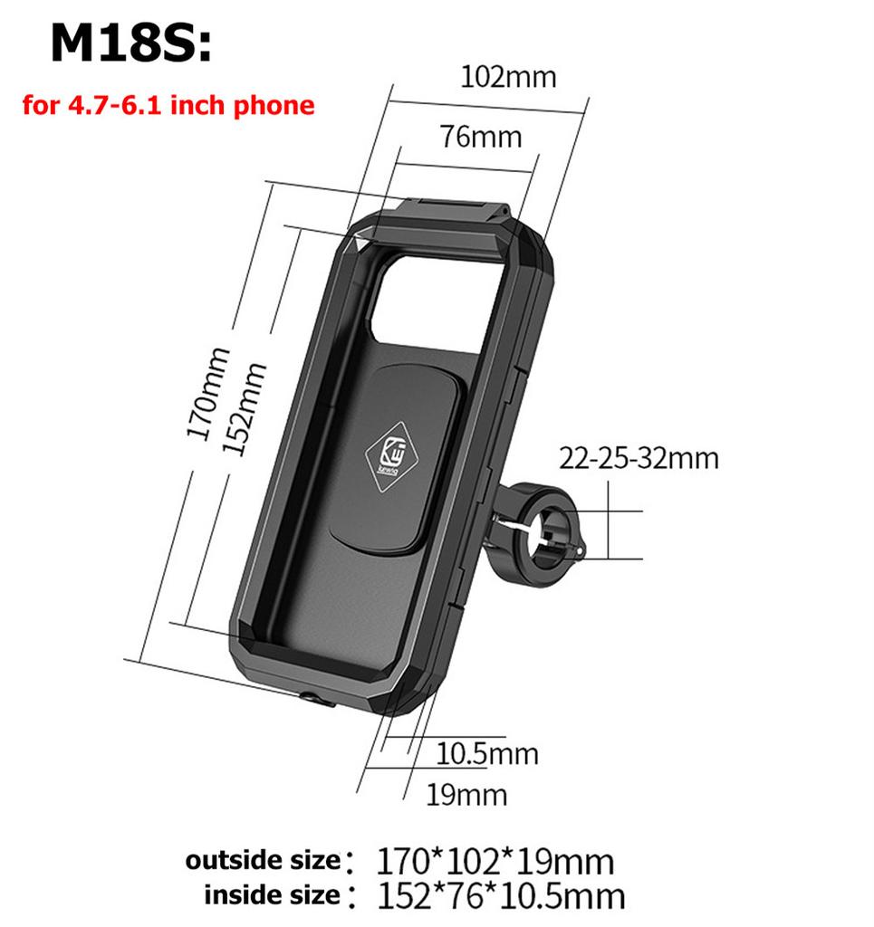 Motorcycle Motorbike Phone Holder Waterproof Cellphone Case Stand Support Double Socket Arms Aluminium Base