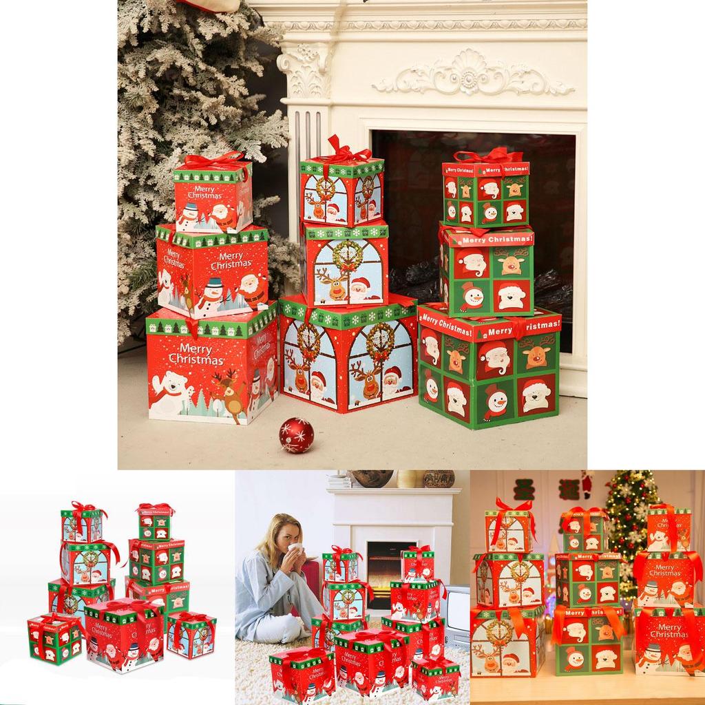 Восхитительная коллекция из 3 премиальных больших подарочных коробок на Рождественский сочельник с элегантной крышкой и лентой