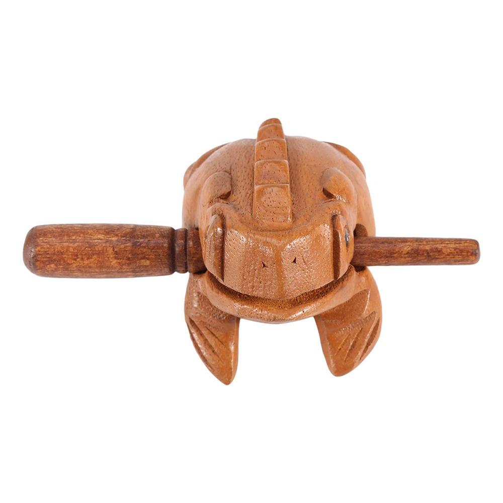 Yeliow Wooden Lucky Frog Wooden Frog Sound Making Ornament Desktop Ornament