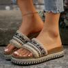 Женские модные этнические шлепанцы на платформе, женские богемные плетеные шлепанцы большого размера для пляжа