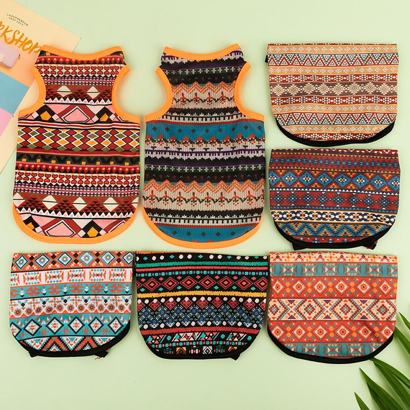 Летняя майка для питомцев в этническом стиле с коротким рукавом для кошек и маленьких собак