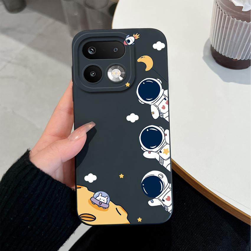 Для Oppo Realme 16 15 14 Pro Plus OPPO Reno 15 Pro A6X A83 A79 A78 A96 A95 A94 A93 A92 A91 Чехол для телефона Милый Астронавт Мягкий Жидкий Силикон Задняя Крышка