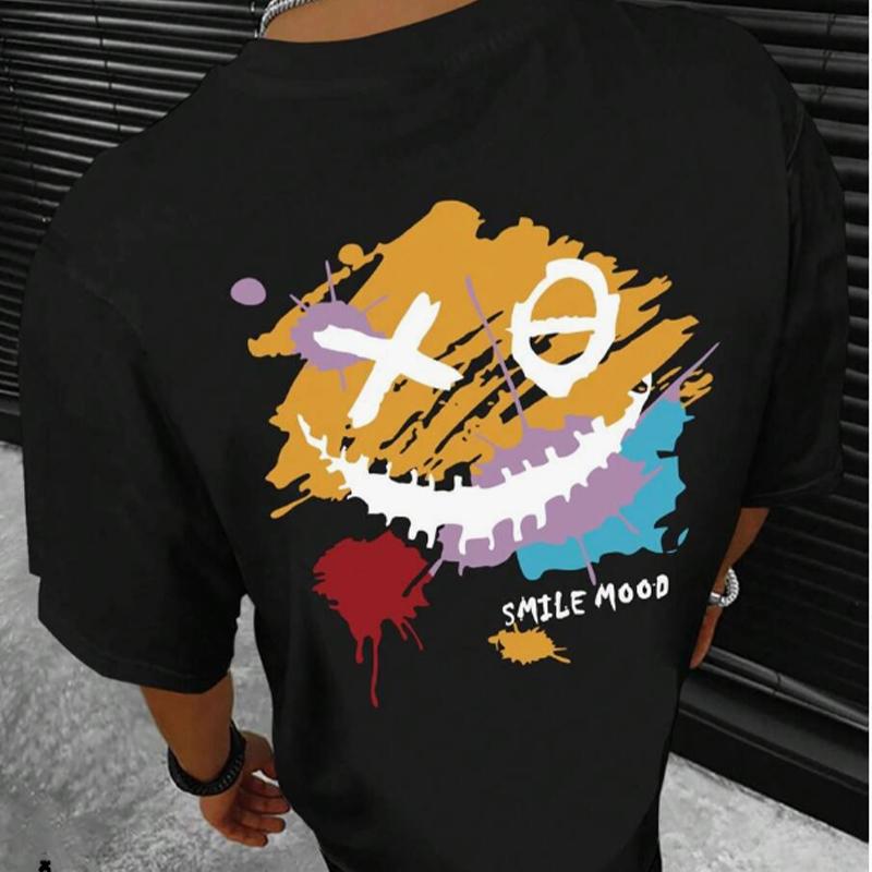 Новая летняя мужская модная футболка с призрачным лицом, мужская футболка с принтом граффити, топ