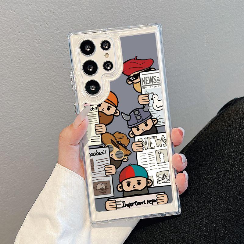 Чехол для телефона с мультяшным персонажем для Samsung S24ultra-прозрачный акриловый жесткий противоударный креативный чехол для Samsung S24/S23/S22/S21/Ultra/Plus