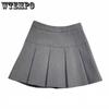 Женская короткая юбка, плиссированная юбка большого размера, однотонная юбка-зонтик, нишевая дизайнерская юбка трапециевидной формы с высокой талией в студенческом стиле