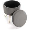 Repose-pieds Belgaum - Tabouret Rond Bas Pour Salon En Textile Et Métal - Gris Clair - Versa