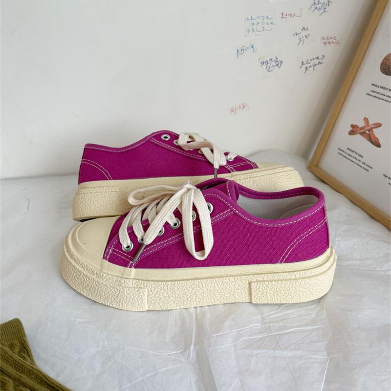 Sneakers Woman Spring Autumn Lace Up Flats Shoes Casual Women Vulcanized Shoes Sports Ladies Canvas Sneakers Platform Shoes 2024