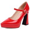 Fashion Elegant High Heels Women Pumps Mary Jane Shoes Sexy Spring Nude Red Black Heeled Dance Wedding Office Shoes Female Large Size