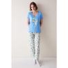 Lemon Blue Trouser Pajama Set