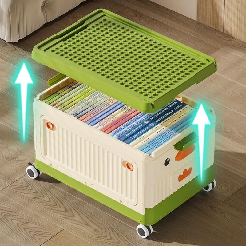 Toy Storage Box Large Capacity Clothes Snacks Toys Organizing Box with Wheels Can Be Propelled Home Storage Children's