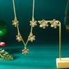 Colorful Christmas Jewelry Set Zinc Zinc Zinc Alloy Snowflake Necklace Creative Xmas Dangle Earrings  Women