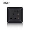 EIOMR 13A UK Standard Plug Power Wall Socket and Switch 250V, with USB Type-C Charger Port 5V 2.1A, Black PC Curved Frame Panel