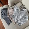 Women's Camisole Newspaper Print Irregular Versatile Tank Tops Summer Suspenders Tops With Chest Pads
