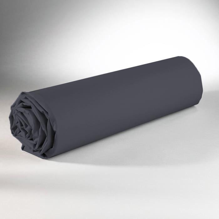Drap Plat - DP135 - Gris - 240 cm x 300 cm - 100 % Coton - Entretien Facile